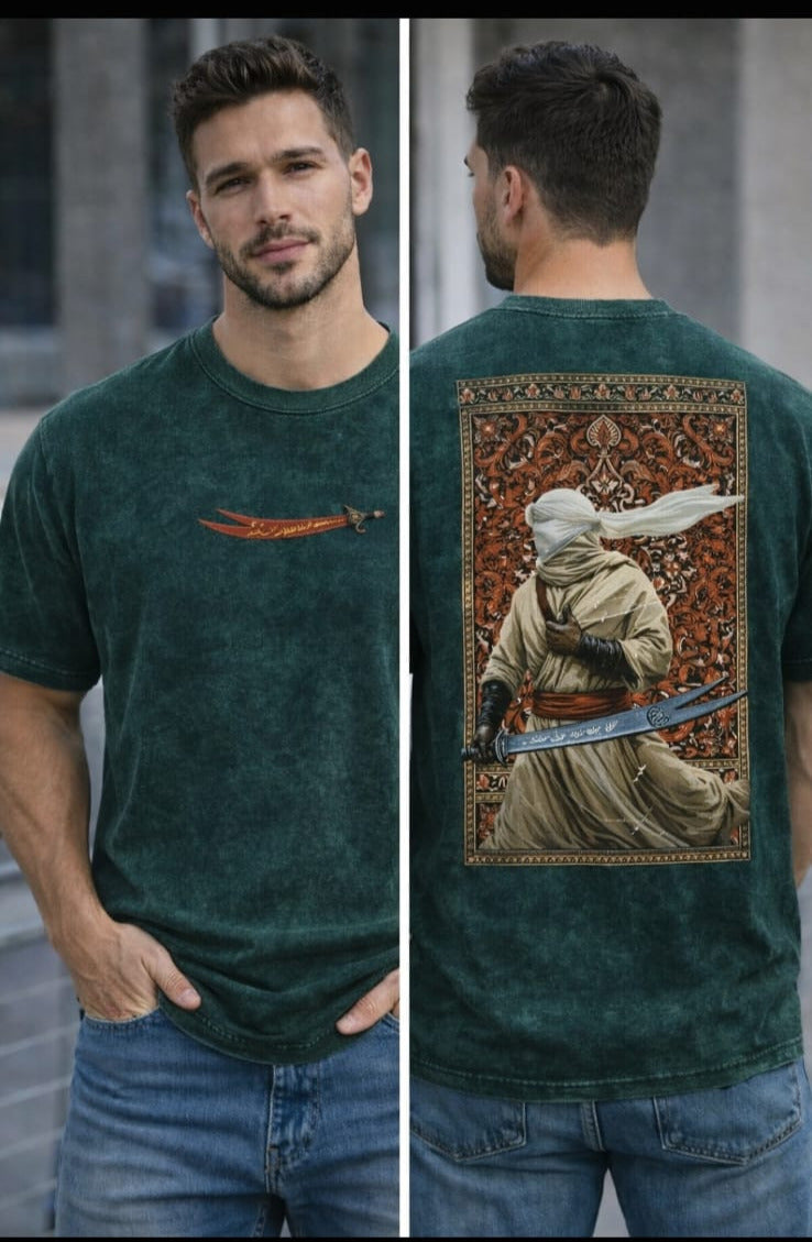 Downshoulder T-shirt  [Acid Wash tee] {Arabic fighter}