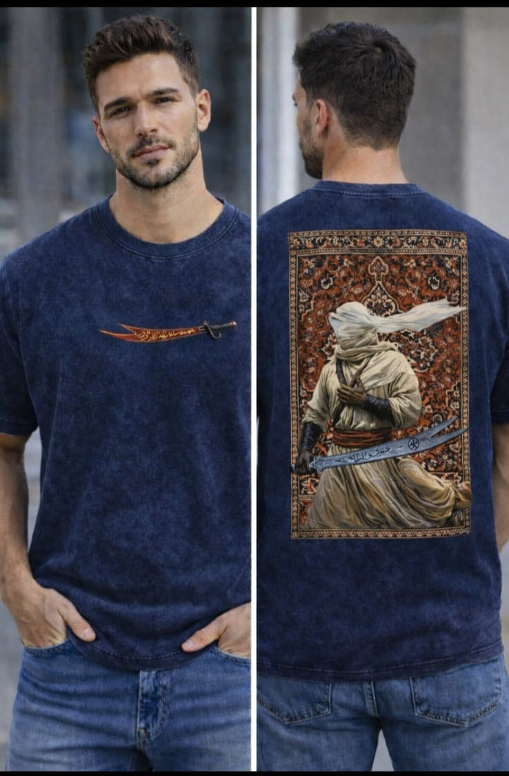 Downshoulder T-shirt  [Acid Wash tee] {Arabic fighter}